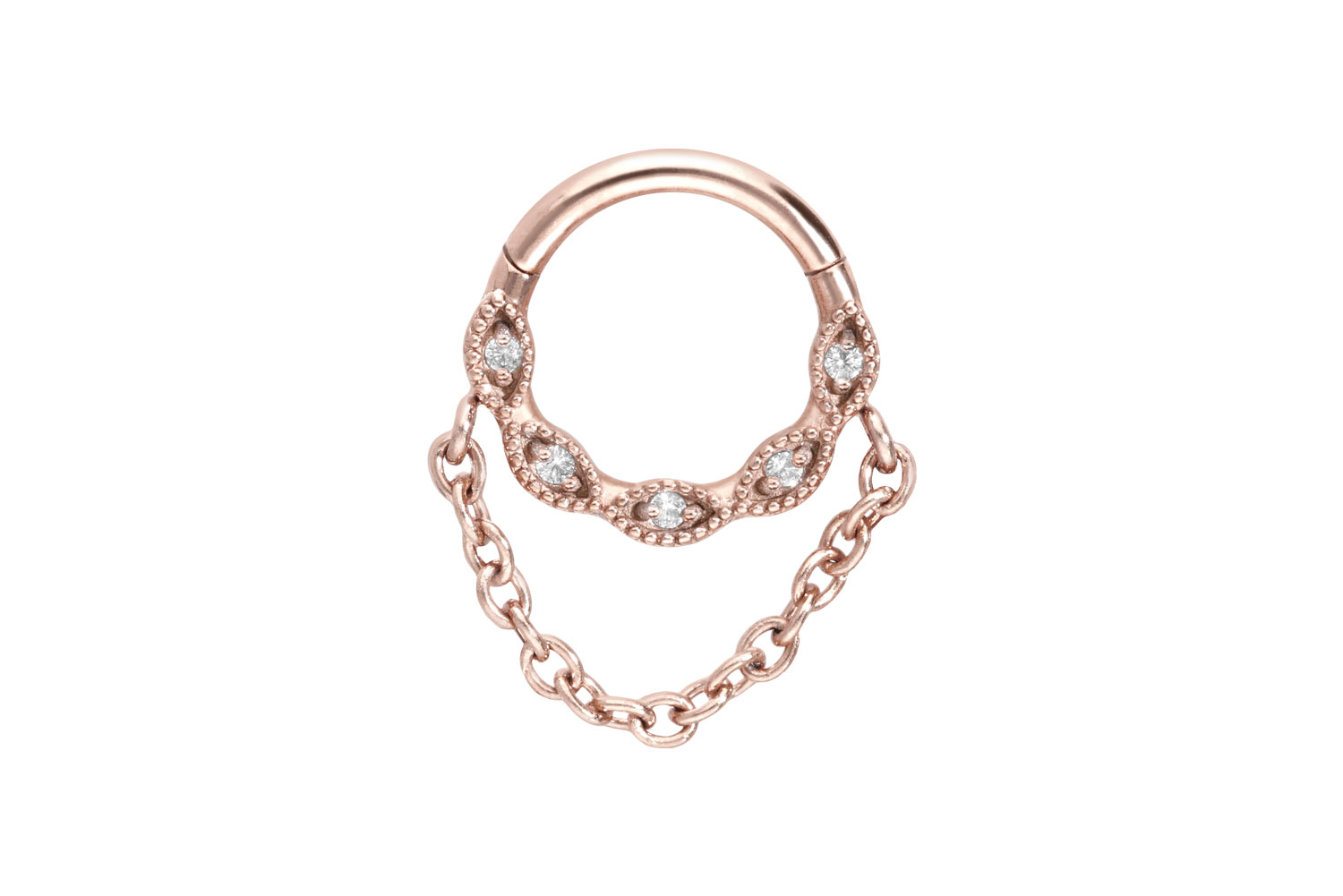 Chirurgenstahl Segmentring Clicker Piercing EINGEFASSTE KRISTALLE + KETTE